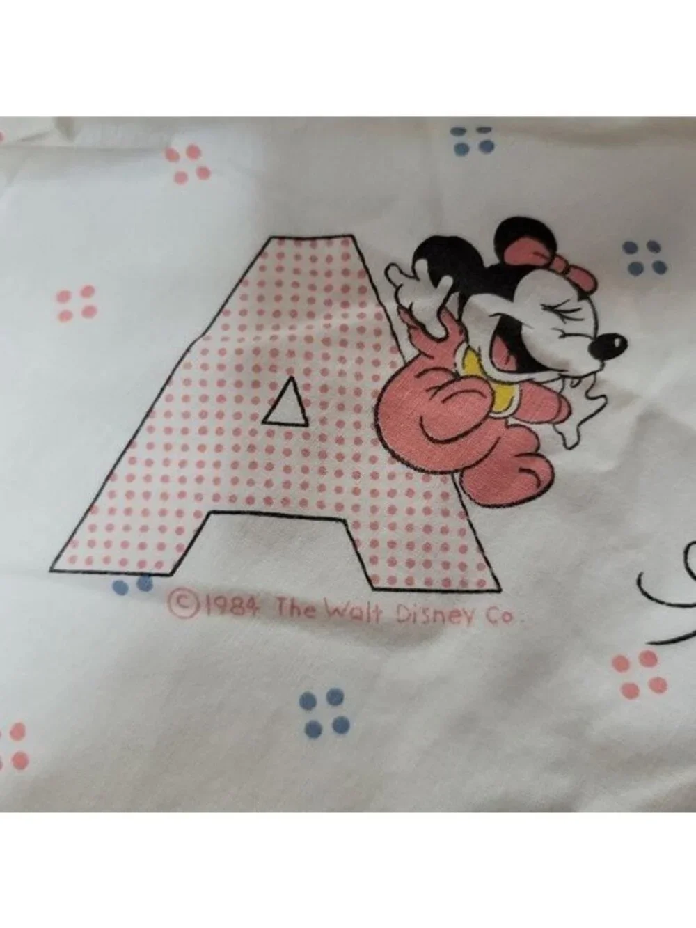 Disney vintage crib sheet 1984 ABC alphabet minni mickey Pluto Donald crib sheet